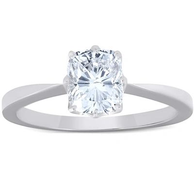 POMPEII3 1 CT CUSHION DIAMOND SOLITAIRE ENGAGEMENT RING 14K WHITE GOLD