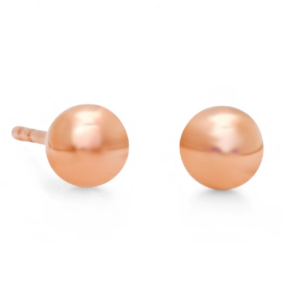 Max + Stone 14k Rose, White Or Yellow Gold Full Ball Stud Earrings Various Sizes In Brown
