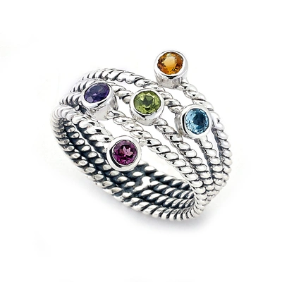 Samuel B Jewelry Sterling Silver Multi Band With Multi Gemstones