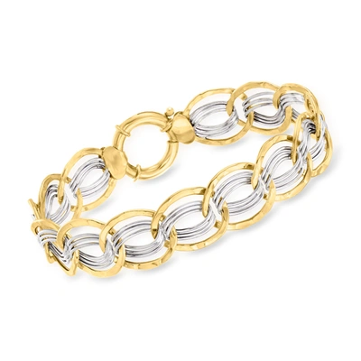 Ross-simons 14kt 2-tone Gold Interlocking Oval Link Bracelet In White
