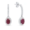 Max + Stone Sterling Silver Oval Genuine Gemstone And White Topaz Drop Earrings In White