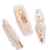 Sohi Pack Of 3 Gold Plated Pearls Hair Pin In Silver