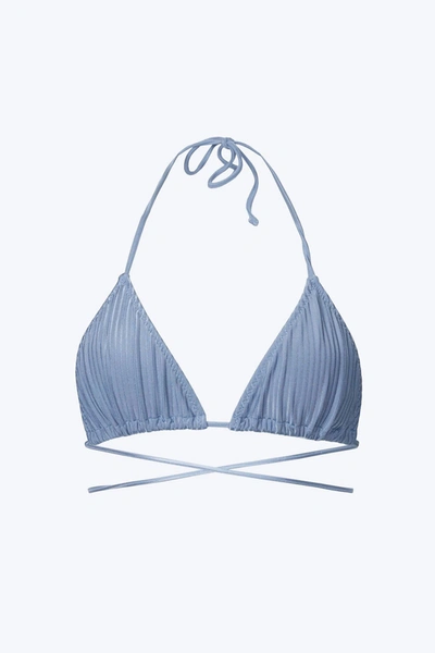 Aniela Parys Juno Triangle Halterneck Wrap-around Bikini Top In Cerulean Blue