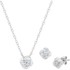 Max + Stone Sterling Silver Cubic Zirconia Love Knot 3mm Earring And 4mm Pendant Set In Silver