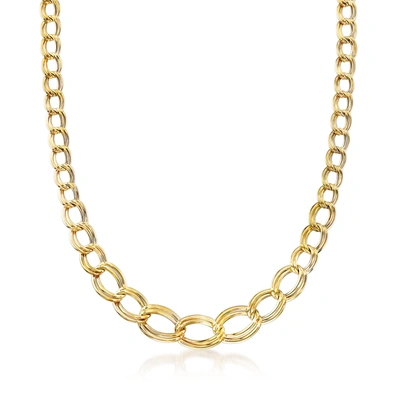 Ross-simons Italian 14kt Yellow Gold Link Necklace In White