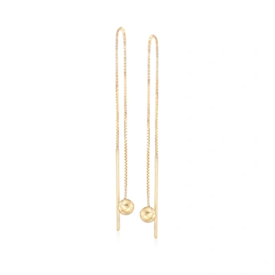 Ross-simons 14kt Yellow Gold Ball Drop Threader Earrings In White
