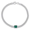 MIMI & MAX 7/8 CT TGW OCTAGON CREATED EMERALD CURB LINK CHAIN BRACELET IN STERLING SILVER