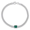 Mimi & Max 7/8 Ct Tgw Octagon Created Emerald Curb Link Chain Bracelet In Sterling Silver In Silver