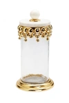 Classic Touch Decor Medium Hammered Glass Canisters With Gold Design And Marble Lid