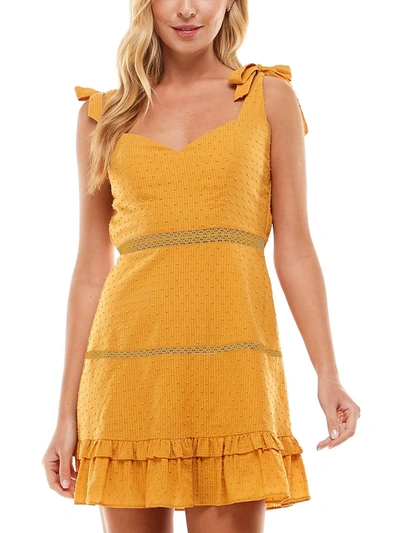 City Studio Juniors Womens Cotton Clip-dot Sheath Dress In Yellow