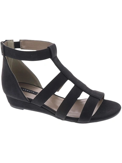 Array Athena Womens Open Toe Ankle Strap Wedge Sandals In Black