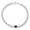 Mimi & Max 1 1/4 Ct Tgw Oval Created Blue Sapphire Curb Link Chain Bracelet In Sterling Silver In Silver