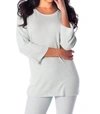 French Kyss Lillie Kashmira 3/4 Sleeve Tunic In Mint In Grey