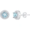 Max + Stone Sterling Silver Round Genuine Gemstone And White Topaz Earring 4mm In Silver