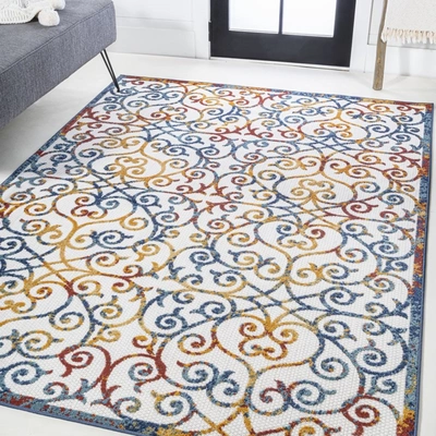 Jonathan Y Atrani Scroll Trellis Indoor/outdoor Area Rug In Beige