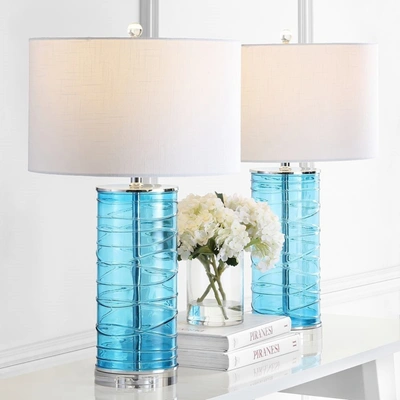 Jonathan Y Cole 27.5" Modern Fused Glass Cylinder Led Table Lamp (set Of 2)