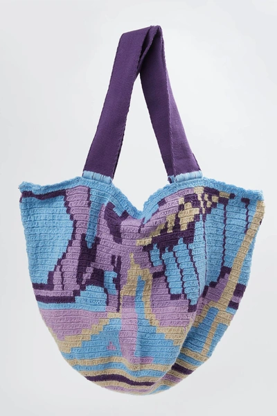 Castellano Maleiwa Handmade Tote Bag In Purple/blue In Multi