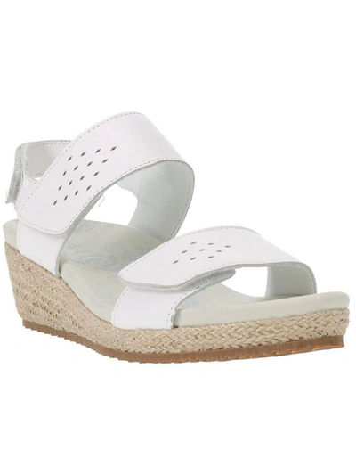 Propét Madrid Womens Leather Ankle Strap Espadrilles In White