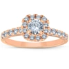 POMPEII3 1 CT DIAMOND CUSHION HALO ENGAGEMENT RING 14K ROSE GOLD