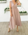Reset By Jane Boho Maxi Dress In Mauve In Beige