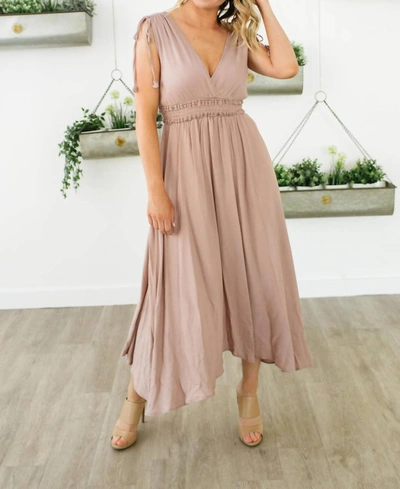 Reset By Jane Boho Maxi Dress In Mauve In Beige