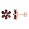 Mimi & Max 3 1/4 Ct Tgw Garnet And Diamond Accent Floral Stud Earrings In 10k Rose Gold In Pink