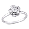 Mimi & Max Diamond Accent Flower Ring In Sterling Silver In Silver