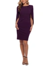 B & A BY BETSY AND ADAM WOMENS CAPE SLEEVE COCKTAIL SHEATH DRESS