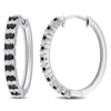 Mimi & Max 2 1/2 Ct Tgw Black Spinel And Created White Sapphire Hoop Earrings In Sterling Silver In Silver