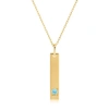 Max + Stone 14k Yellow Gold Bar Pendant Necklace With 3mm Small Round Gemstone Adjustable Cable Chain 16 Inches  In Yellow