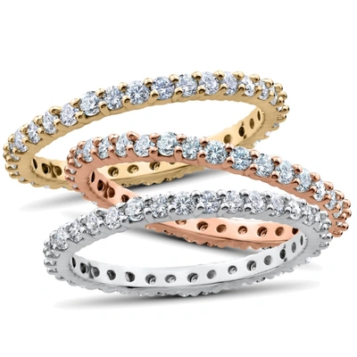 Pompeii3 1ct Diamond Eternity Wedding Ring In 14k White, Yellow, Rose Gold Lab Grown In Multi