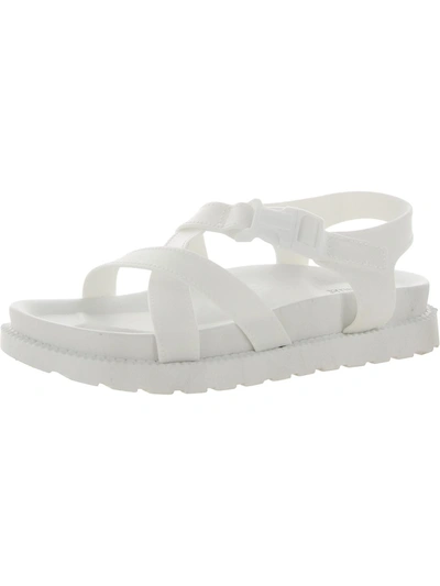 Olivia Miller Tessa Womens Footbed Flatform Strappy Sandals In White