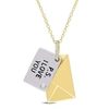 Mimi & Max Diamond Accent Letter Envelope "i Love You" Pendant With Chain In Yellow Plated Sterling Silver In White