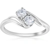 POMPEII3 5/8 CT TWO STONE DIAMOND FOREVER US ENGAGEMENT RING SOLITAIRE 14K WHITE GOLD