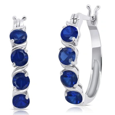 Max + Stone Round Gemstone Statement Hoop Earrings In Sterling Silver (0.9 Inches) In Blue