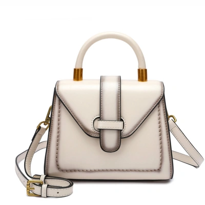 Tiffany & Fred Single Handle Gradient Leather Satchel/ Shoulder Bag In White