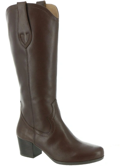 Array Abilene Womens Leather Block Heel Knee-high Boots In Brown