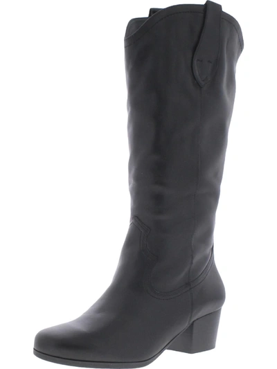 Array Abilene Womens Leather Block Heel Knee-high Boots In Black