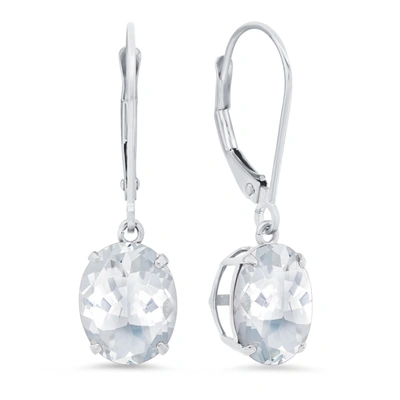 Max + Stone Sterling Silver Oval Gemstone Dangle Earrings In White