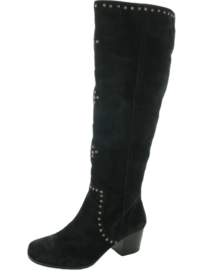 Array Fortune Womens Suede Block Heel Knee-high Boots In Black
