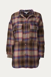 J.NNA CHECKED WOOL-BLEND SHACKET IN DARK BROWN