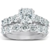 POMPEII3 3 CT DIAMOND ENGAGEMENT WEDDING RING SET (1CT CENTER) 14K WHITE GOLD ENHANCED