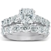 Pompeii3 3 Ct Diamond Engagement Wedding Ring Set (1ct Center) 14k White Gold Enhanced In Multi