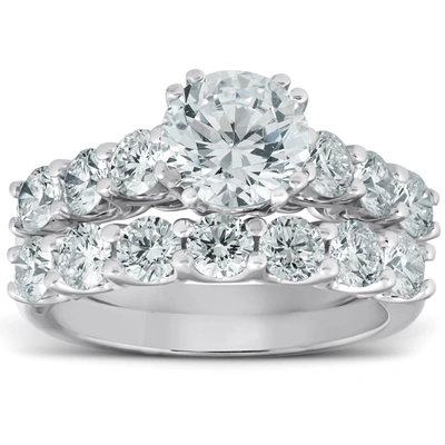 POMPEII3 3 CT DIAMOND ENGAGEMENT WEDDING RING SET (1CT CENTER) 14K WHITE GOLD ENHANCED