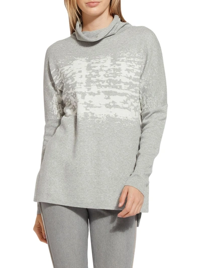 Lyssé Mountain Womens Graphic Cowlneck Pullover Sweater In Grey