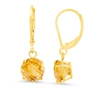 MAX + STONE 10K YELLOW GOLD ROUND CHECKERBOARD CUT GEMSTONE LEVERBACK EARRINGS (8MM)