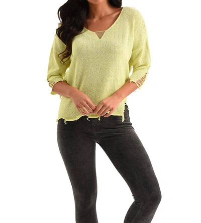 French Kyss Kendall Raw Cut Crochet Top In Lime In Green