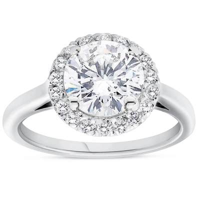 Pompeii3 1 3/4ct Halo Plain Shank Diamond Engagement Ring 14k White Gold In Multi