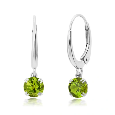 Nicole Miller 10k White Or Yellow Gold Round Cut 5mm Gemstone Dangle Lever Back Earrings With Push Backs In Green