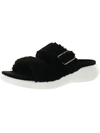 Koolaburra Pasea Womens Faux Fur Slip-on Slide Sandals In Black